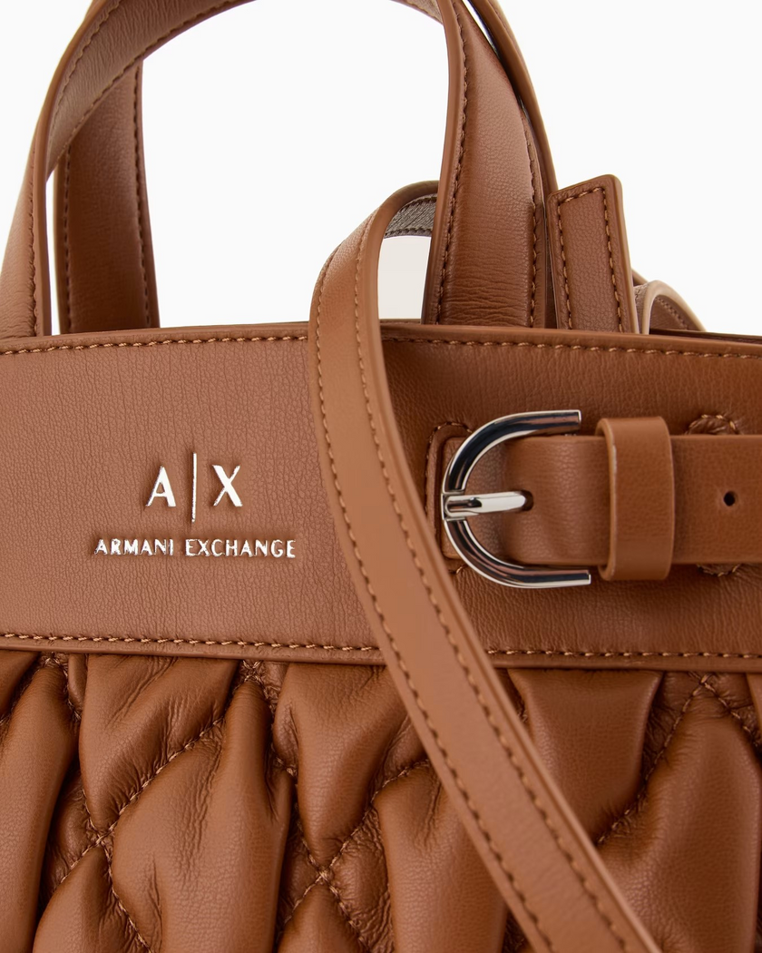 ARMANI EXCHANGE BORSA TOTE PICCOLA EFFETTO PUFFY IN MATERIALE RICICLATO ASV