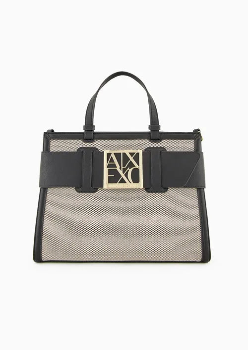 Armani Exchange Tote bag con inserti a contrasto e maxi logo