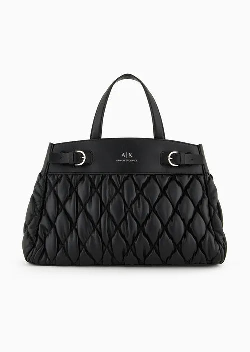 Armani Exchange Borsa tote grande effetto puffy in materiale riciclato ASV