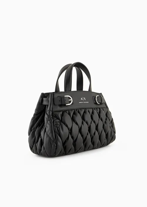 Armani Exchange Borsa tote piccola effetto puffy in materiale riciclato ASV