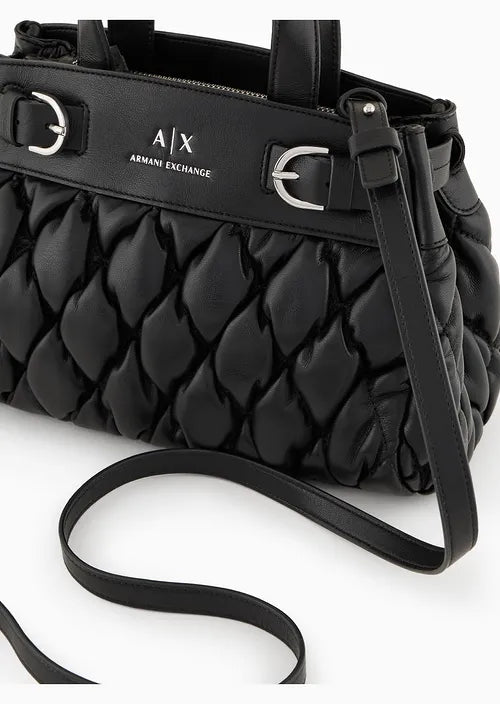 Armani Exchange Borsa tote piccola effetto puffy in materiale riciclato ASV